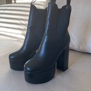 Nasty Gal 8.5 black platform half calf boots